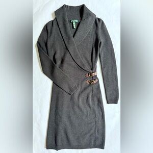 Ralph Lauren Sweater knit Dress gray size Small side buckle